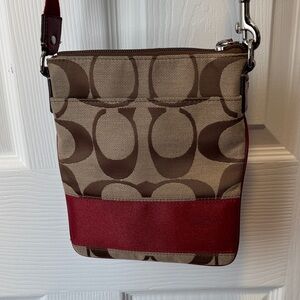Coach Brown and Red Crossbody Bag